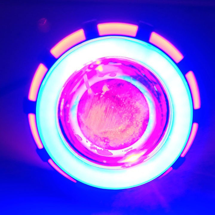 Đèn pha led bi cầu viền xanh, màu sắc bắt mắt, chế độ pha cos, sử dụng điện bình 12V, bảo hành 3 tháng đổi trả - DPLBCX