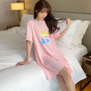 Đầm Suông Dài Tay Lỡ, Váy Suông Dáng Dài Nữ Cổ Tròn Chất Cotton In Hình Tinh Tế TTDS0249