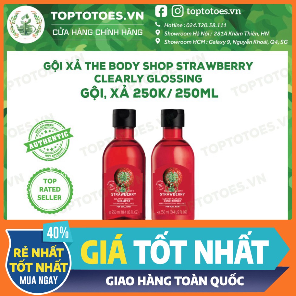 SALE XẢ KHO Gội xả ủ The Body Shop Strawberry/ Shea Butter/ Green Tea cho tóc mềm thơm, chắc khỏe SALE XẢ KHO