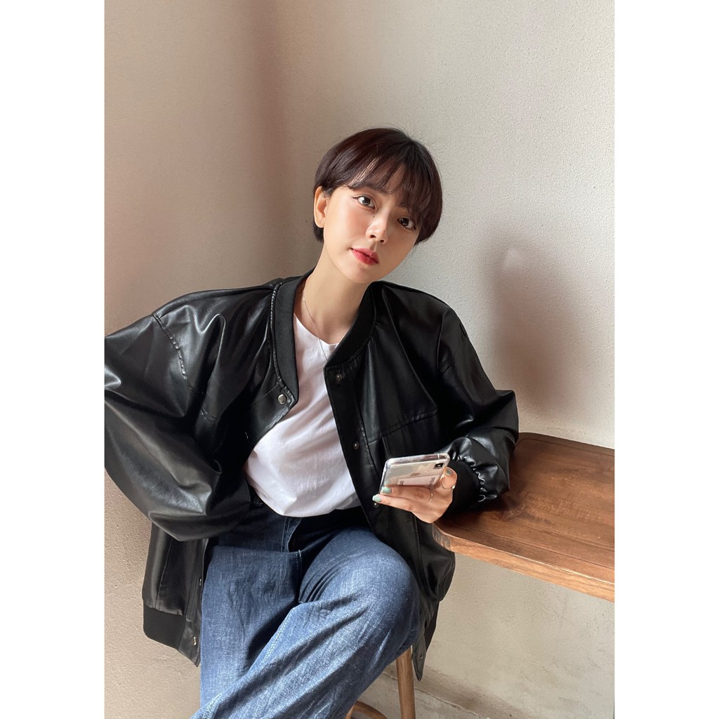 Áo khoác da viền chun vải JB82 1994closet | BigBuy360 - bigbuy360.vn