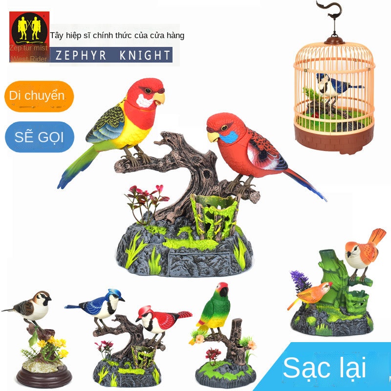 ▪▽▼West Rider mô phỏng điều khiển bằng giọng nói chim vẹt cảm ứng điện sẽ gọi, di chuyển và nói chuyện, lồng chim thú cư