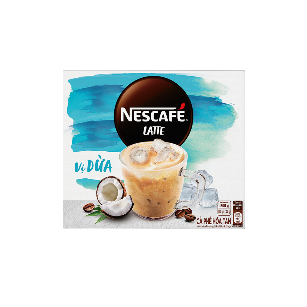 [TẶNG SET 3 LY THUỶ TINH COLLIN] Cà phê hòa tan NESCAFÉ® Latte VỊ DỪA - COMBO 3 hộp x 10 gói x 20g