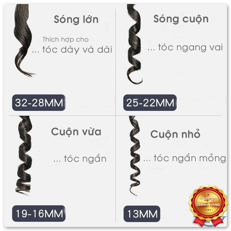 Máy uốn tóc uốn lọn trục xoay được {đủ size 19 22 25 28 32}