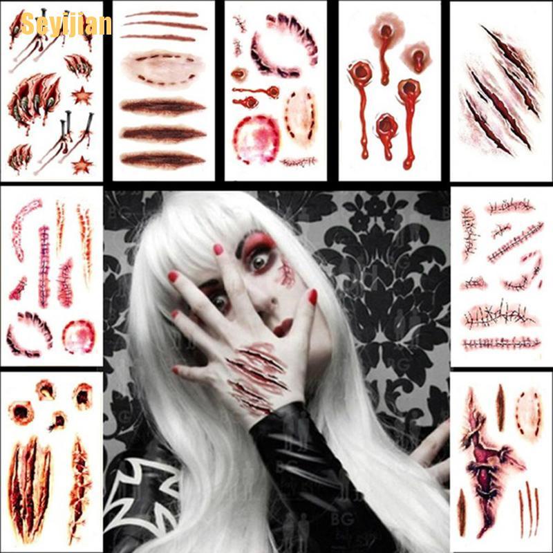 Hình Xăm Dán Vết Thương Máu Tạm Thời Chống Thấm Nước Phong Cách Halloween