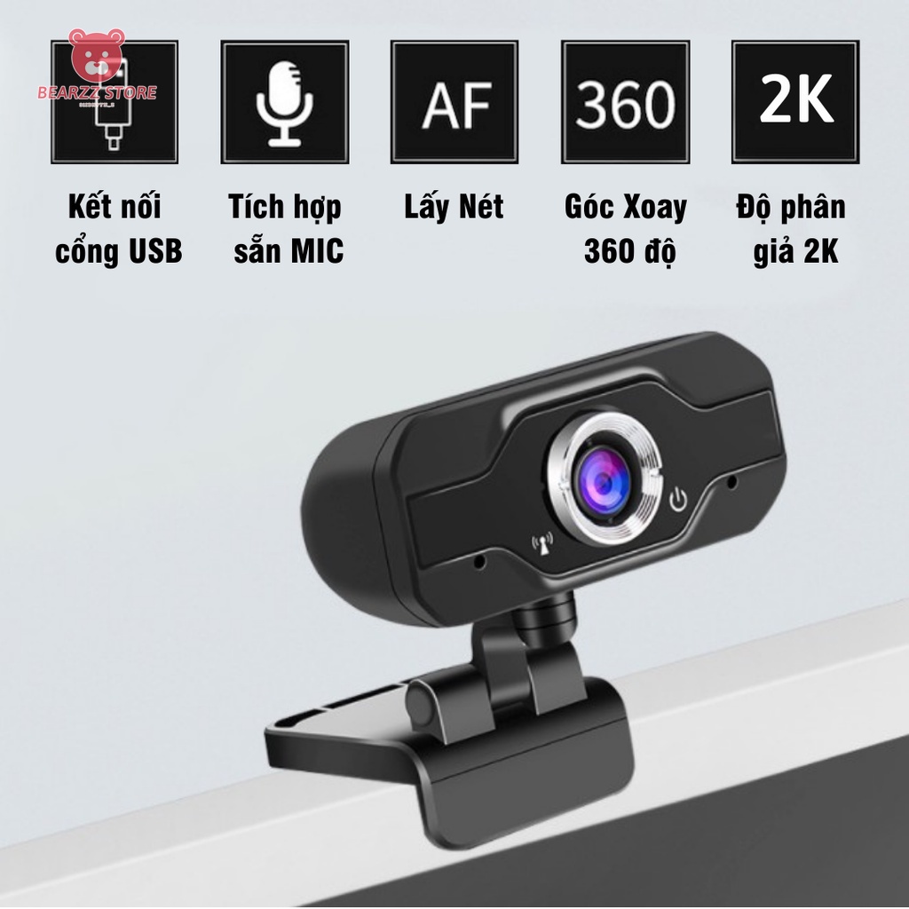 Webcam Máy Tính Thu Hình Full HD / 2K / 4K - Tích Hợp Mic và LED Vòng Cho Laptop, PC, TV...