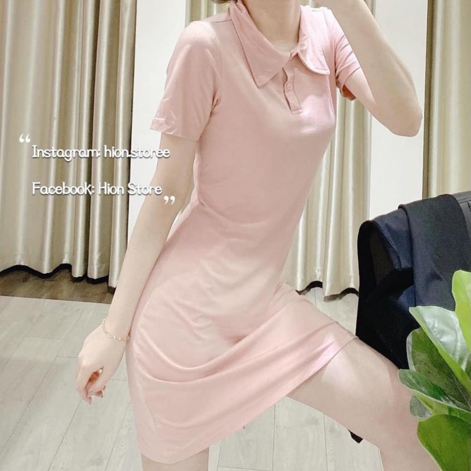 Đầm body cổ sơ mi vải thun cotton gợi cảm