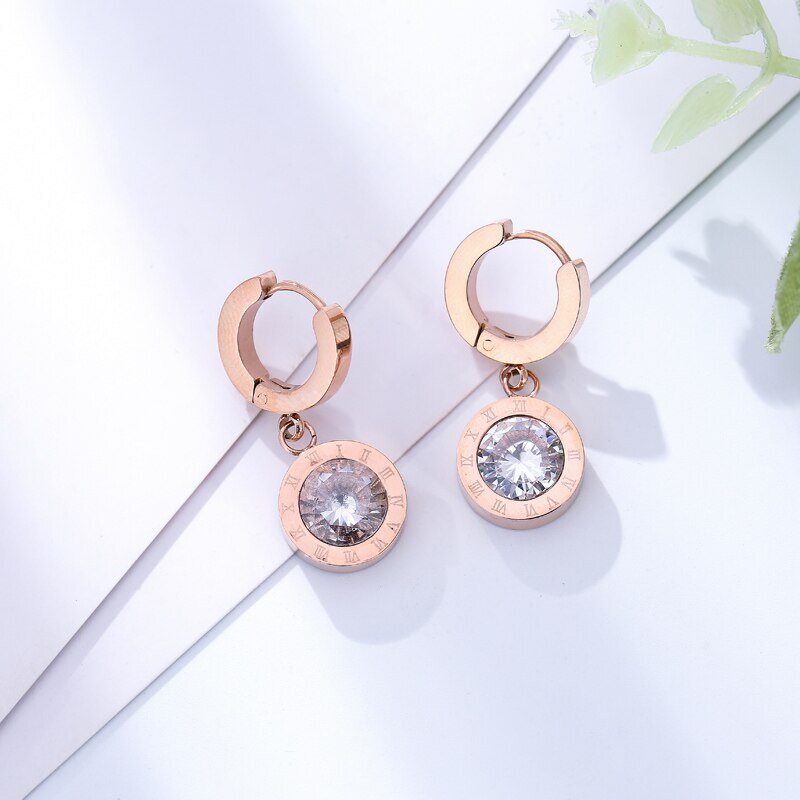 Bông Tai Thép Titan 316l Hình Số La Mã Nhiều Màu Sắc Chất Lượng Cao Cho Nữ