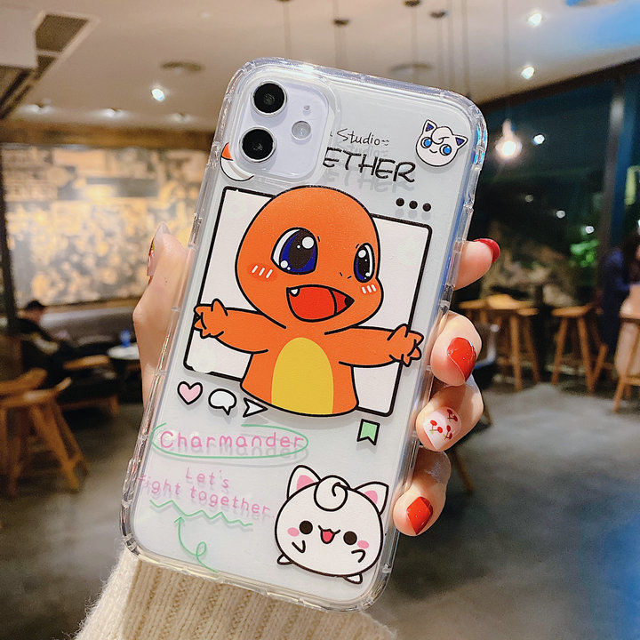 Anti-drop Phone Case iPhone 11 Pro Max X XR XS MAX 7 8 Plus Cartoon Pikachu Shiluo Couple Mobile Phone Cases Transparent Soft TPU Casing iPhone Clear Back Cover Accessories