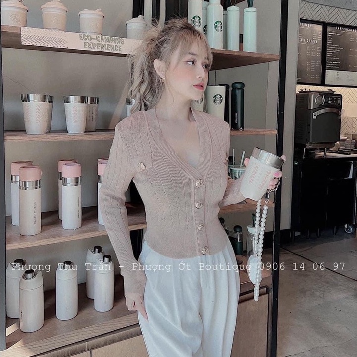 Áo len dài tay khuy đồng chất len gân co dãn tốt nhiều màu dáng body vanmiushop