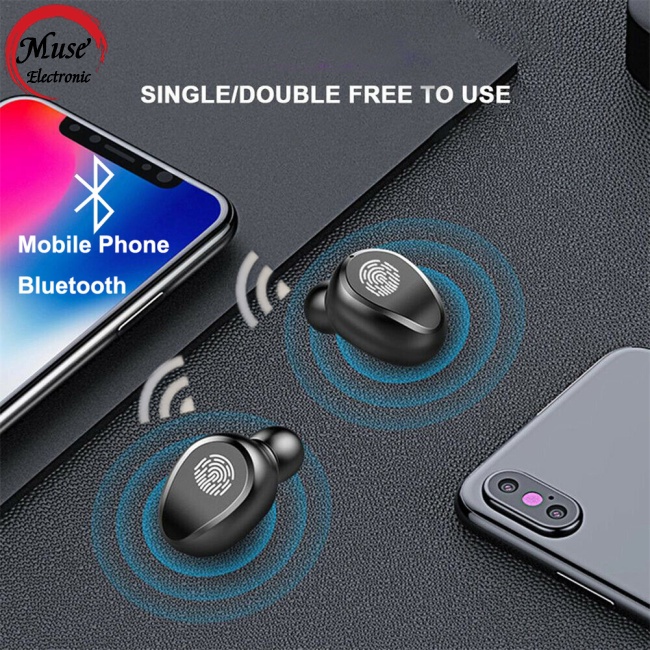 Tai Nghe Bluetooth 5.0 Không Dây Mini F9 Tws Có Micro Kèm Hộp Sạc Ốp