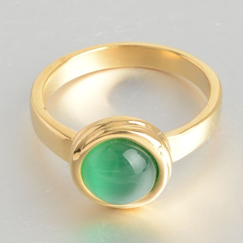 Nhẫn Mặt Tròn Đá Nhân Tạo Màu Xanh Titan Ko Đen TT 3522