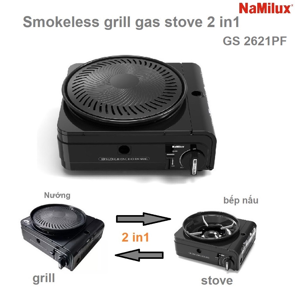 Bếp nấu nướng không khói đa năng Namilux GS 2621PF, VỪA NƯỚNG VỪA NẤU, Bảo hành chính hãng 12 tháng