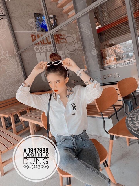 [Mã FAMAYWA giảm 10K đơn 50K] Áo Sơ Mi Trắng Thêu Chữ B Pha Kẻ BBR | BigBuy360 - bigbuy360.vn