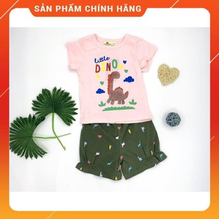 (VNXK) Bộ bé gái phối tim, khủng long 6-10T. Chất liệu cotton mềm mịn, thoáng mát. Thương hiệu LITIBABY