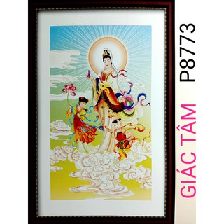 Tranh thêu QUÁN THẾ ÂM BỒ TÁT - 48x79cm - P8773 - PHẬT QUAN ÂM THIỆN TÀI ĐỒNG TỬ - tranh thêu chữ thập đã thêu