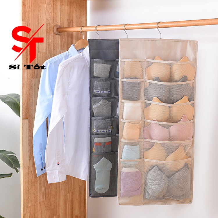 Túi Đựng Đồ Lót Áo Ngực Tất Vớ 30 Ngăn Có Móc Treo Tiện Dụng Vải Oxford Chống Ẩm Chống Bụi