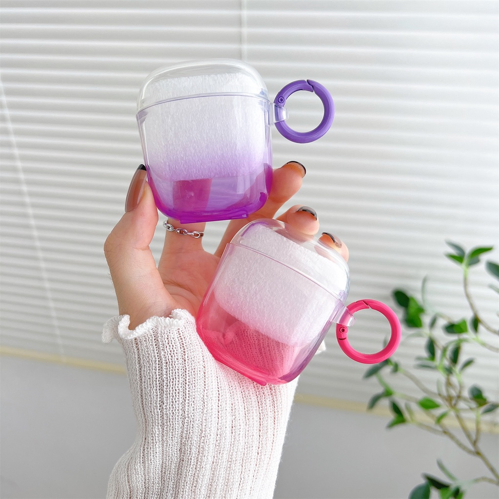 Vỏ Bảo Vệ Hộp Sạc Tai Nghe Không Dây Bằng Silicon TPU Mềm Trong Suốt Màu Gradient Chống Sốc Chống Rơi Kèm Móc Baseus w04 / w04 pro TWS