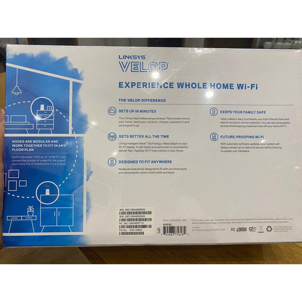 Bộ phát Wifi Mesh Linksys Velop AC1200 Mới Nguyên seal