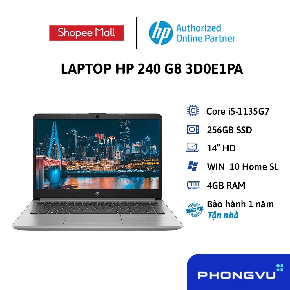 [Mã ELHP15 giảm 10% đơn 15TR] Laptop HP 240 G8 3D0E1PA - Bảo hành 12 tháng