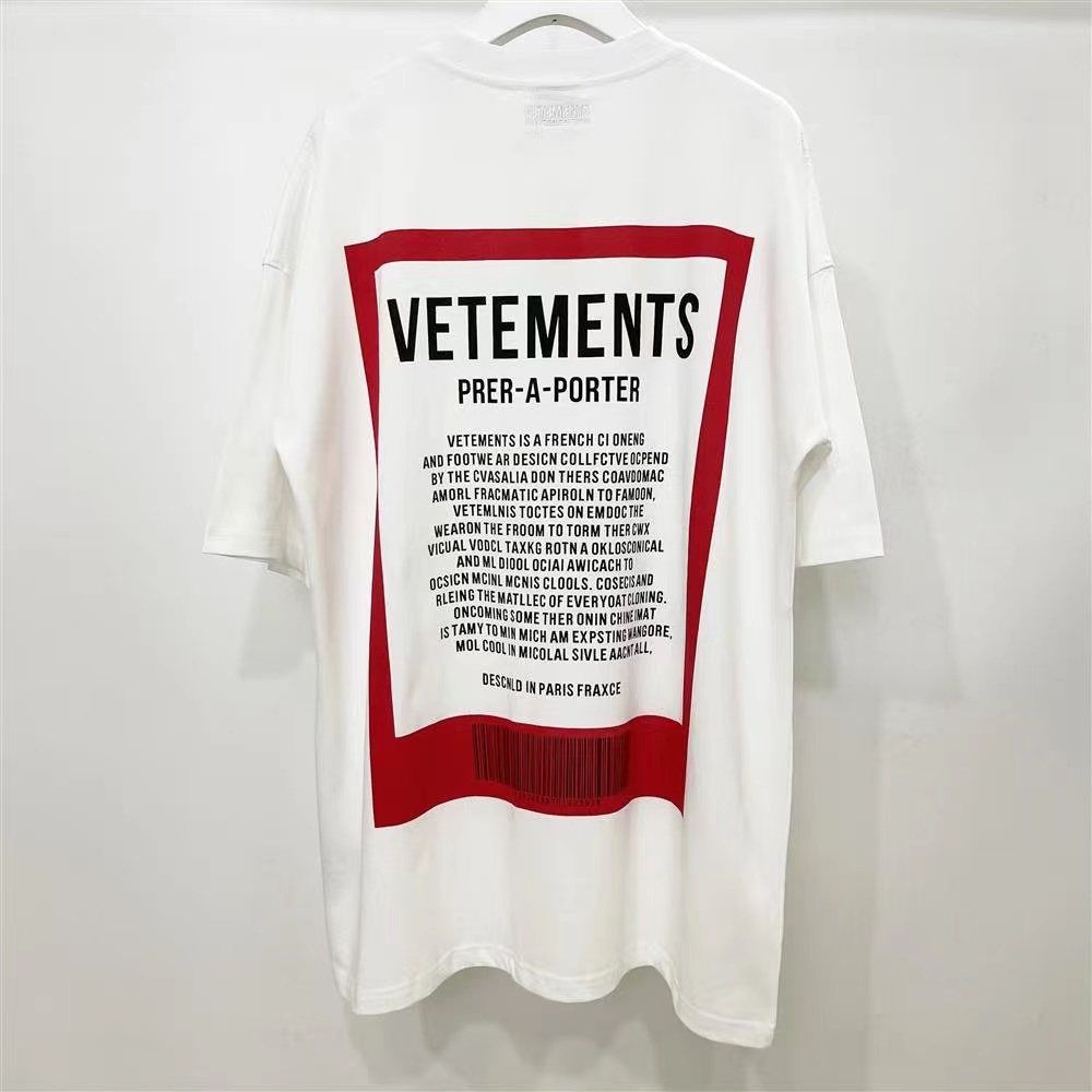 Vetements Áo Thun Tay Ngắn oversize In Chữ Sau Lưng Màu Đỏ Thời Trang 2022SS Cho Nam Và Nữ