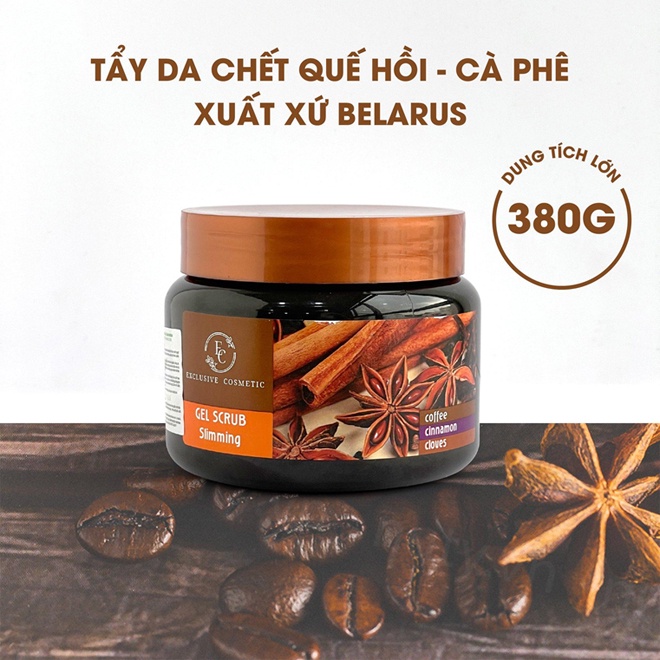 Tẩy Tế Bào Chết Toàn Thân Exclusive Cosmetic Belarus Chiết Xuất Quế Hồi & Cafe 380ml