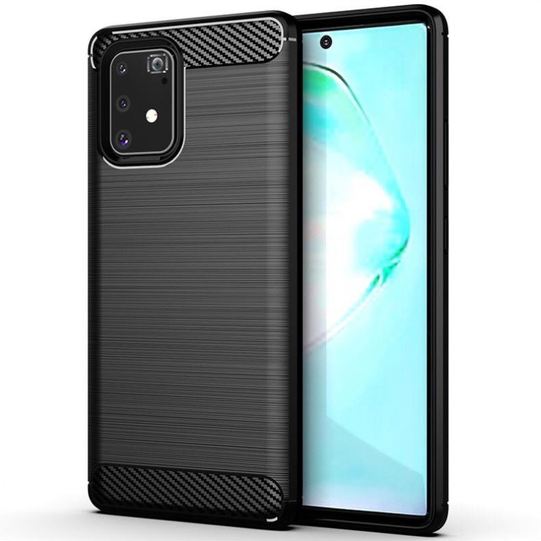 Ốp lưng dẻo Samsung Galaxy S10 Lite vân sợi cacbon chống sốc, chống vân tay Rugger Amor