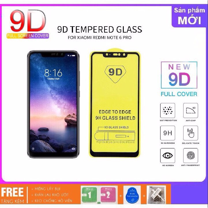 Xiaomi Redmi Note 6 Pro - Kính Cường Lực 9D Full Màn Hình Đen Tặng Keo Chống Hở Viền