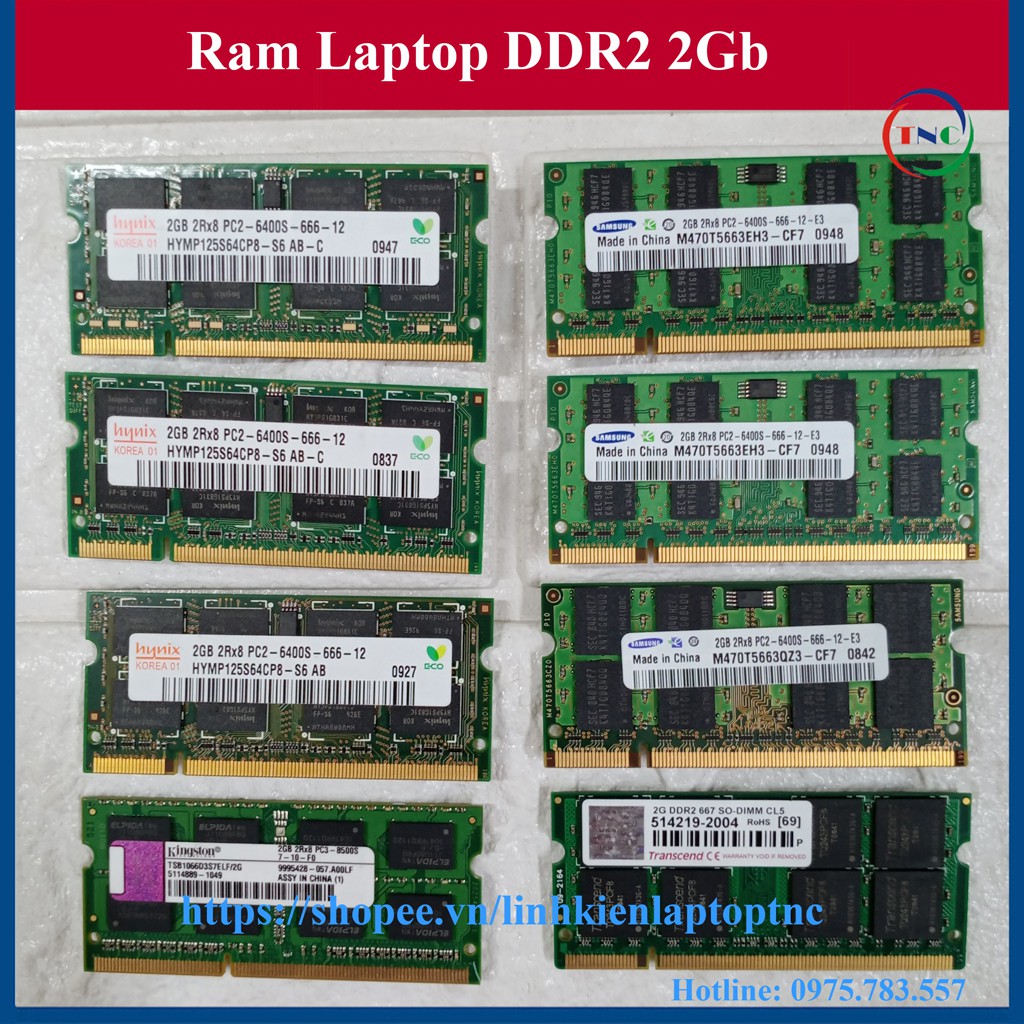 RAM Laptop 2Gb DDR2 cũ tháo máy (Ram Laptop PC2-2G cũ)