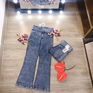 QUẦN JEAN ỐNG LOE CẠP CAO 2 NÚT