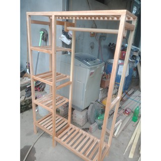 Kệ gỗ treo quần áo kt 120x35x150cm