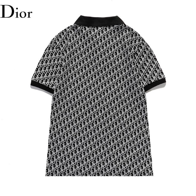Áo thun polo Dior tay ngắn vải cotton in họa tiết thời trang dành cho nam và nữ