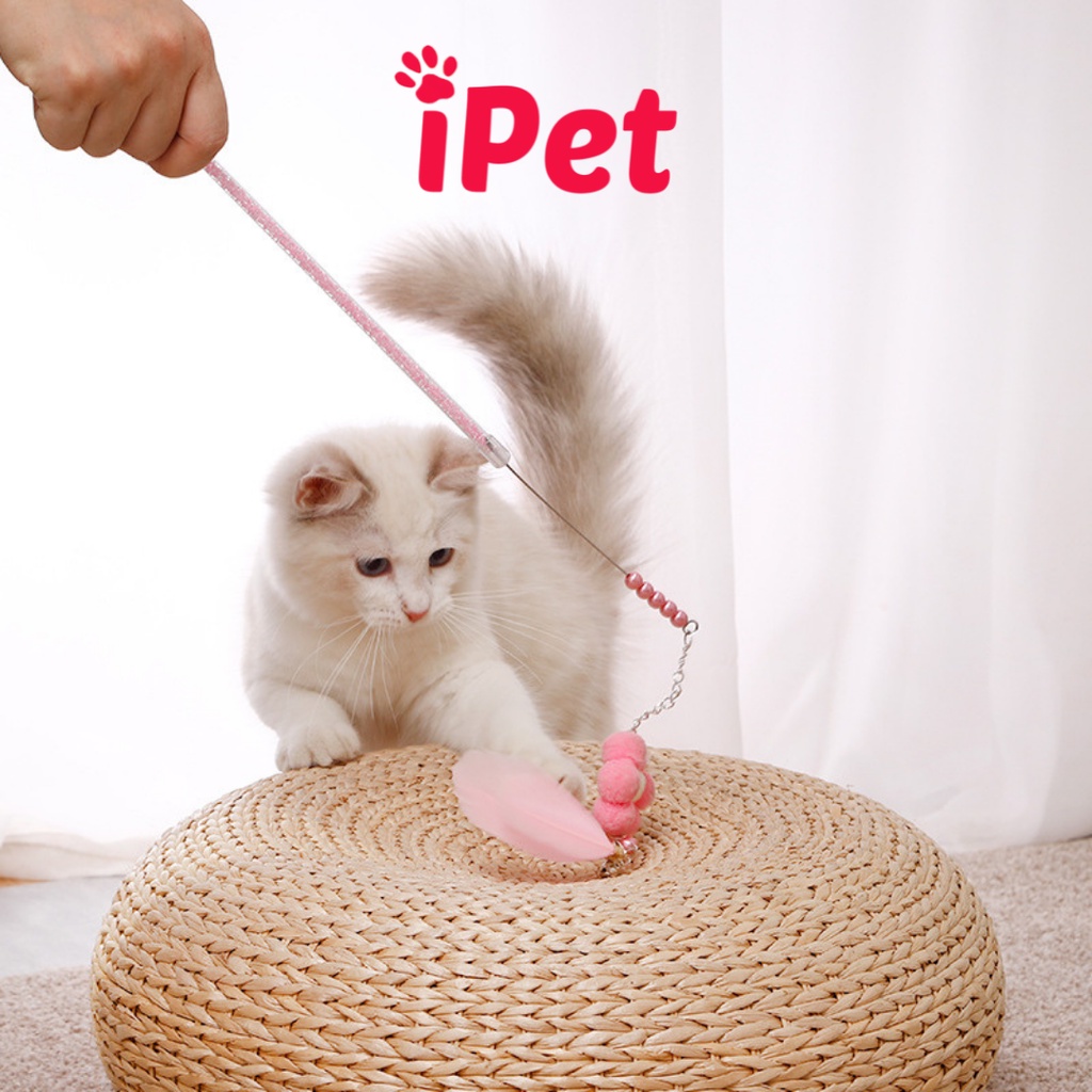 Đồ Chơi Cần Câu Cho Mèo Hình Bông Hoa Gắn Lông Vũ - iPet Shop