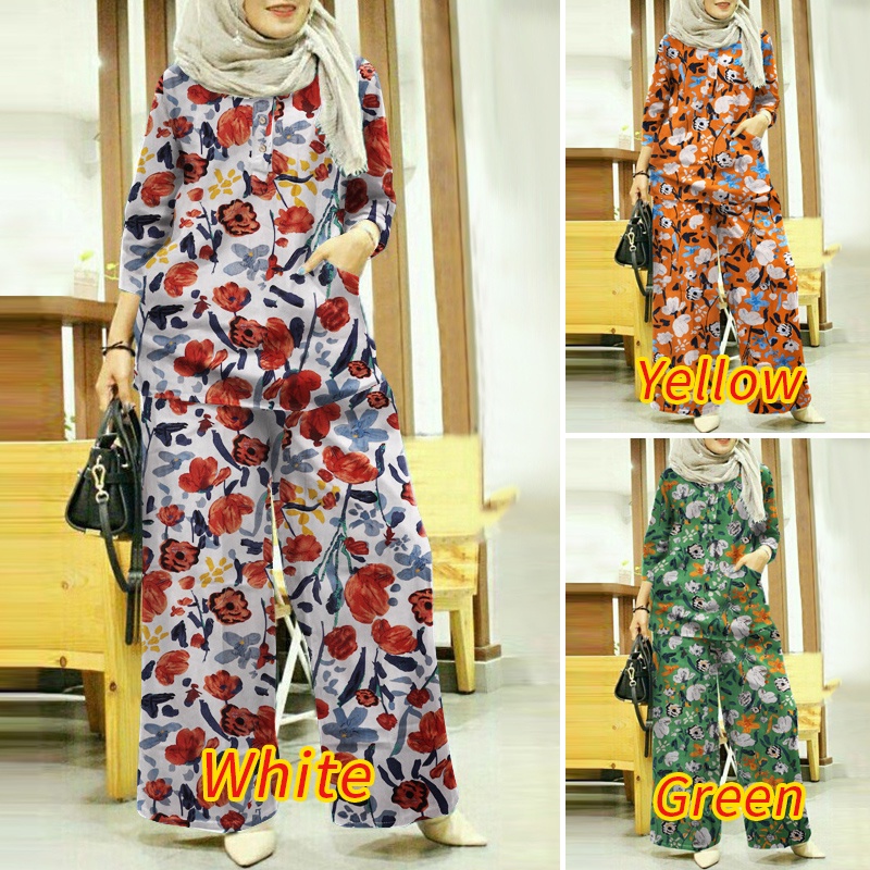Zanzea Bộ Đồ Tay Lửng 3 / 4 In Họa Tiết Hoa Phong Cách Bohemian Dành Cho Nữ