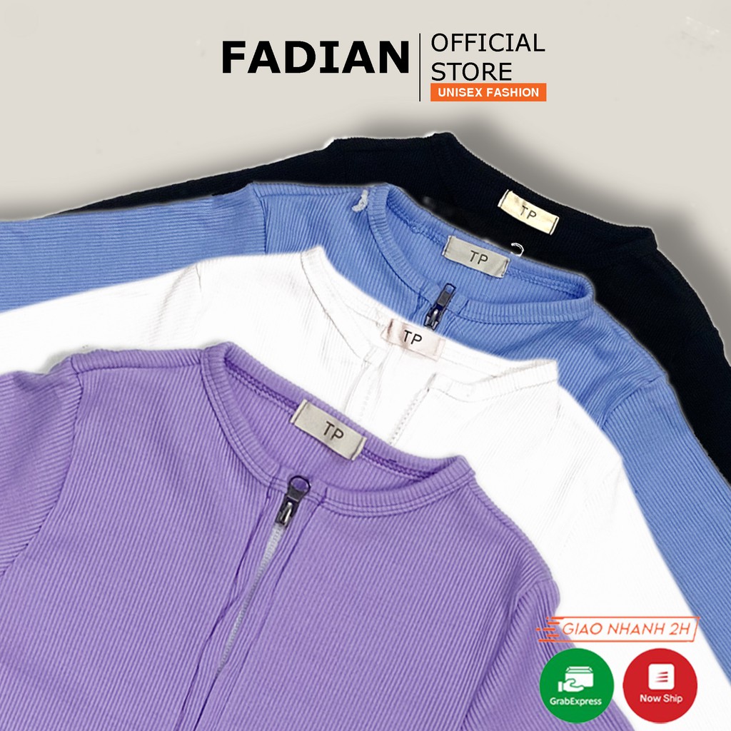 Áo Croptop dài tay dáng ôm body cổ tim chất thun gân len tăm có dây khoá kéo cao cấp phong cách Ulzzang Unisex nhiều màu