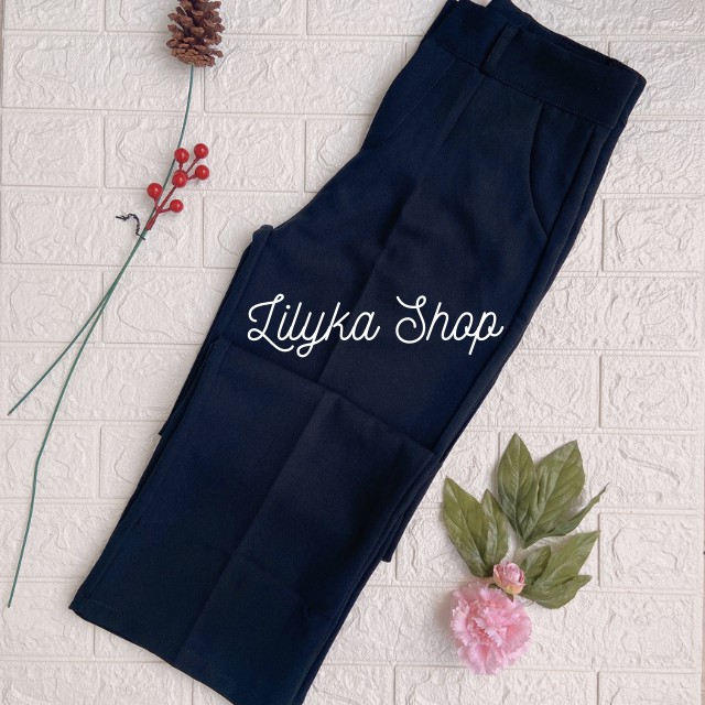 [Hot Hit] Quần Ống Rộng Nữ Lưng Cao Suông Dài Khóa Trước Màu Đen Lilykashop QD03 | BigBuy360 - bigbuy360.vn