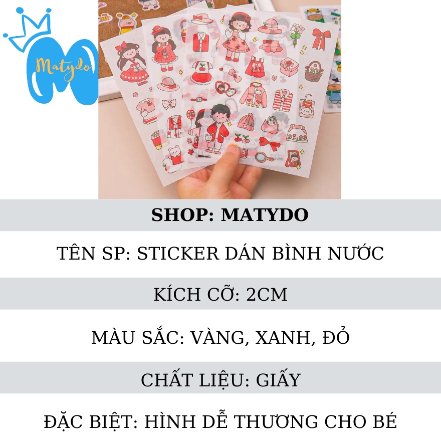 Sticker decal dán bình nước, sổ tay nhiều hình dễ thương