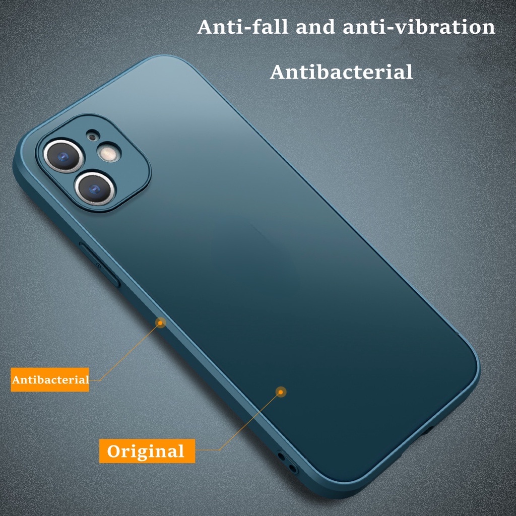 Ốp điện thoại mặt kính nhám lưng phẳng chống sốc bảo vệ camera dành cho iPhone 13 Pro MAX 12 11 pro max