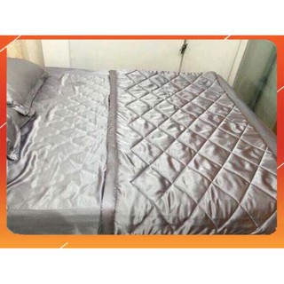[Sale off] Chăn ga gối phi lụa_L19 (xám ghi)