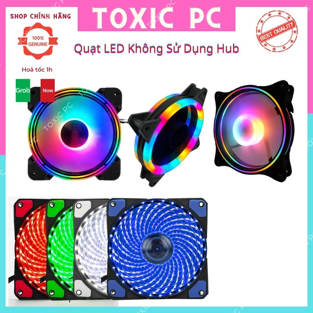 Quạt tản nhiệt 12cm Coolmoon, 33 LED siêu sáng , Fan tự đổi màu, fan Auto RGB Không dùng Hub