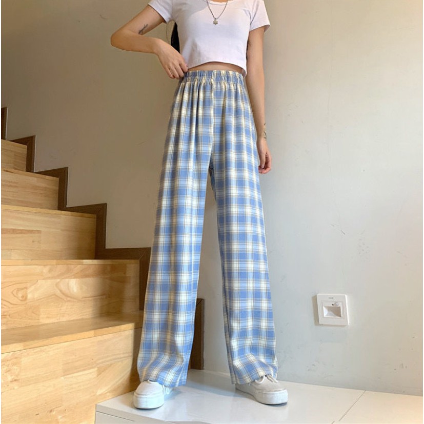 Quần Dài Nữ Ống Rộng Họa Tiết Caro Thời Trang Phong Cách Hàn Quốc Đi Học Đi Làm Đi Chơi Hàng Loại 1