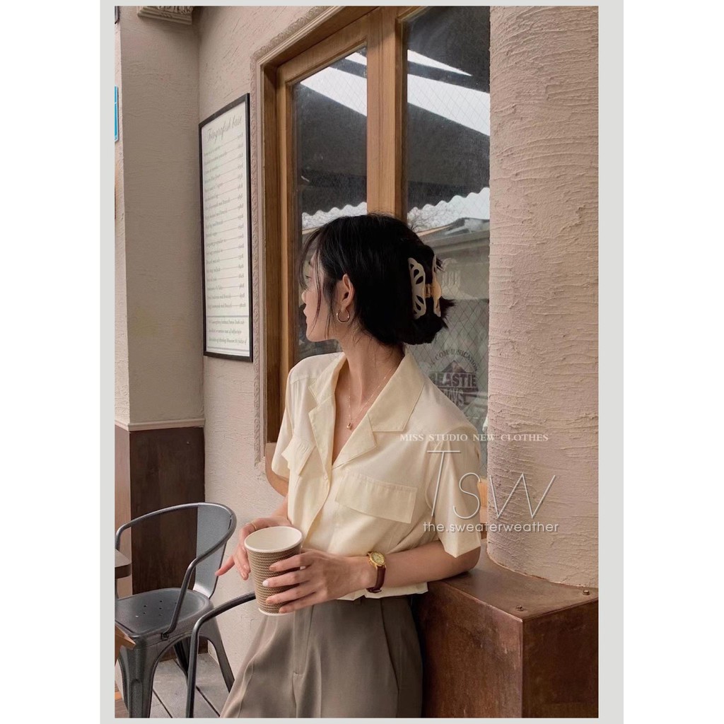 Áo sơ mi cộc tay cổ pijama voan 2 túi (Ảnh thật) | BigBuy360 - bigbuy360.vn