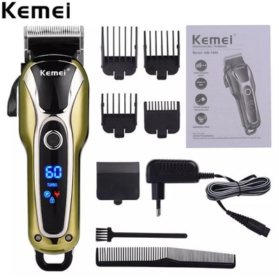 Tông Đơ Cắt Tóc Chuyên Nghiệp Màn Hình LCD 2 Mức Tốc Độ Kemei Km 1990