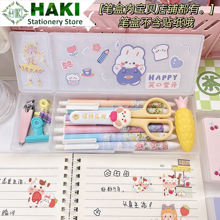 Hộp bút cute nhiều ngăn để bàn HAKI, hộp đựng bút nhựa đa năng cho học sinh giá rẻ dụng cụ văn phòng phẩm OB07