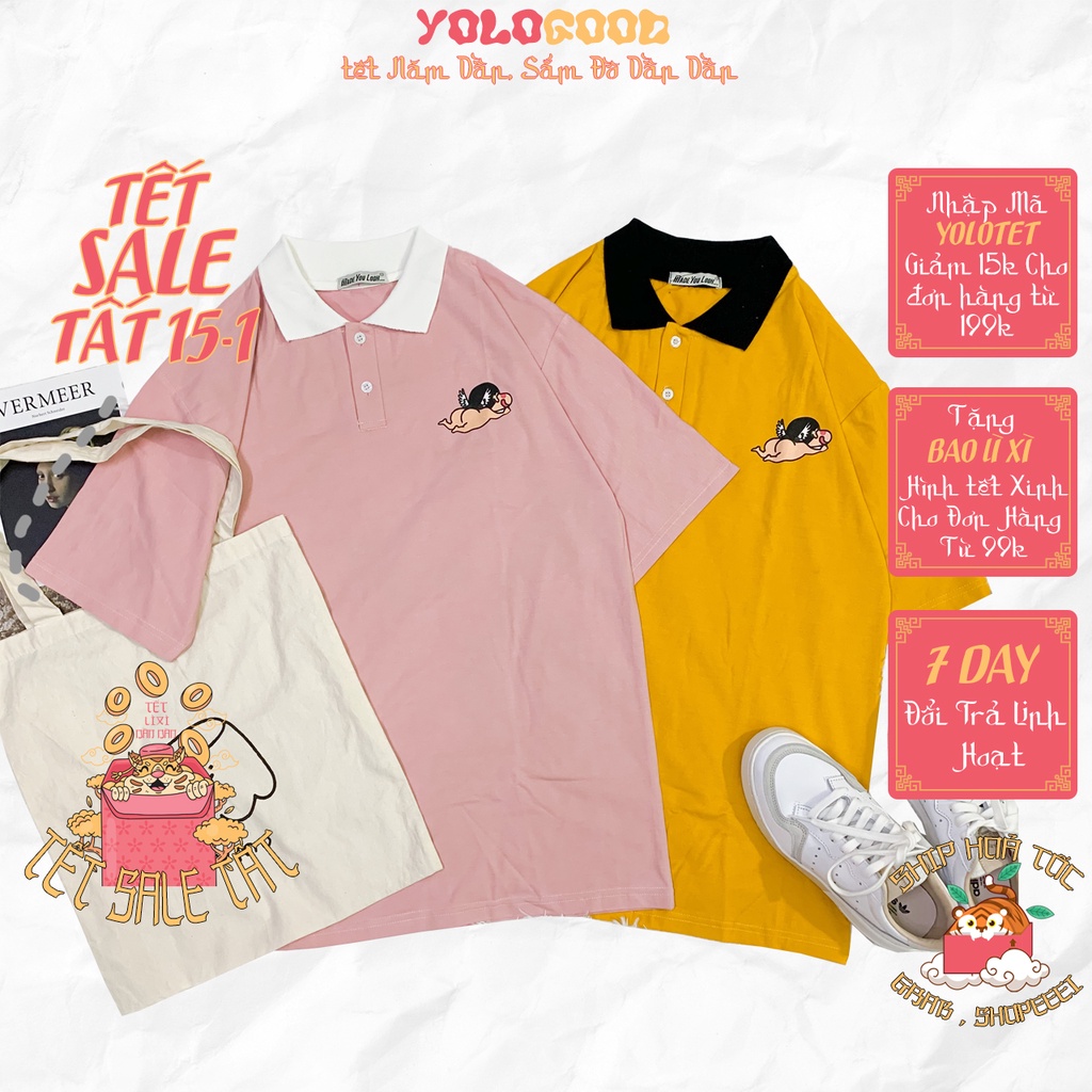 Áo thun Polo tay lỡ Cushin  phông Unisex nam nữ tee oversize form rộng pull Ulzzang Streetwear Hàn Quốc vải mềm