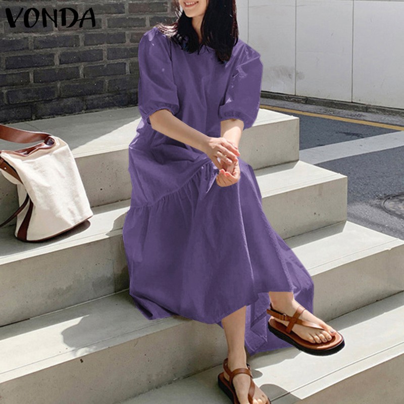 VONDA Đầm suông ngắn tay phong cách retro | BigBuy360 - bigbuy360.vn