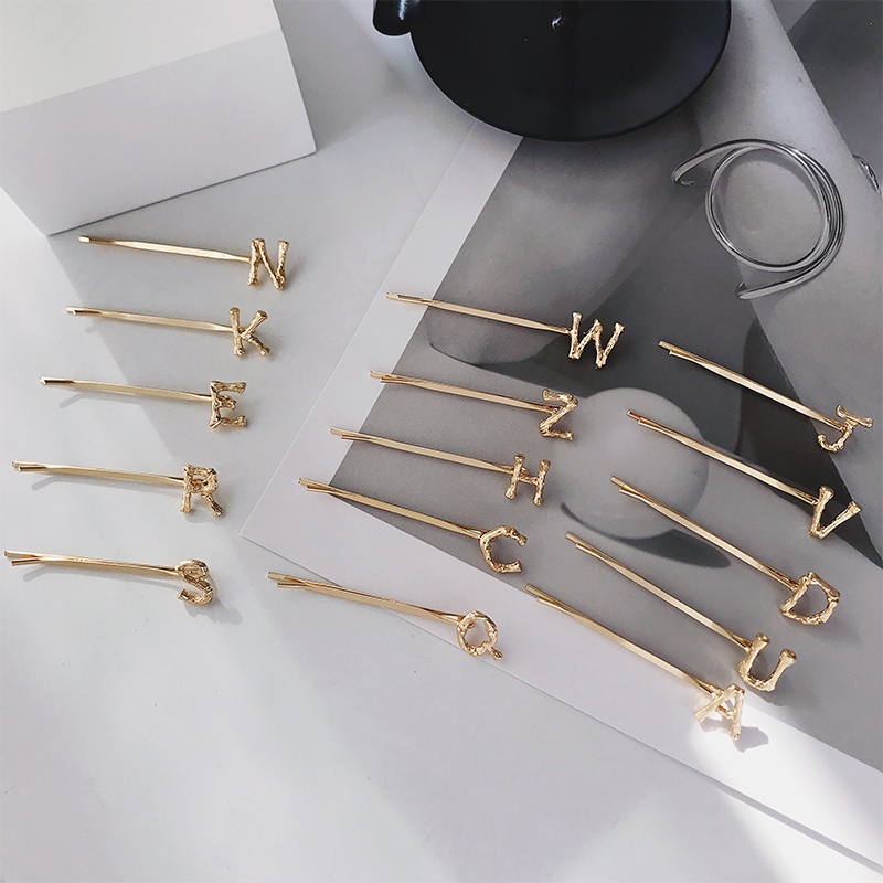 Kẹp tóc mái tuỳ chọn 26 chữ cái tiếng anh đơn giản phong cách Hàn Quốc cho nữ