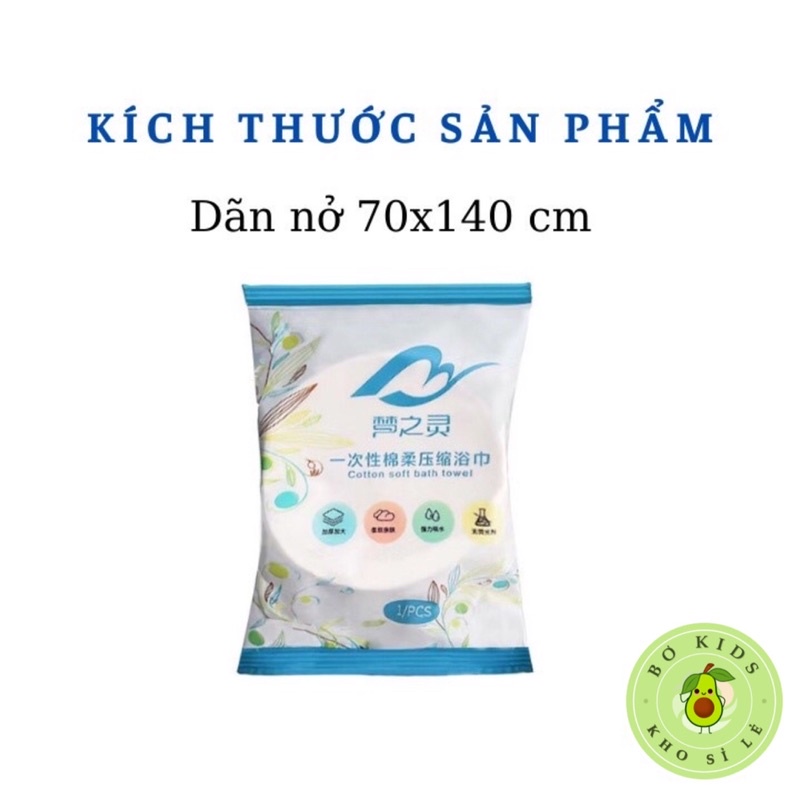 Khăn Tắm Viên Nén Du Lịch (70x140cm) dùng một lần, Khăn tắm cotton tiện lợi đễ sử dụng