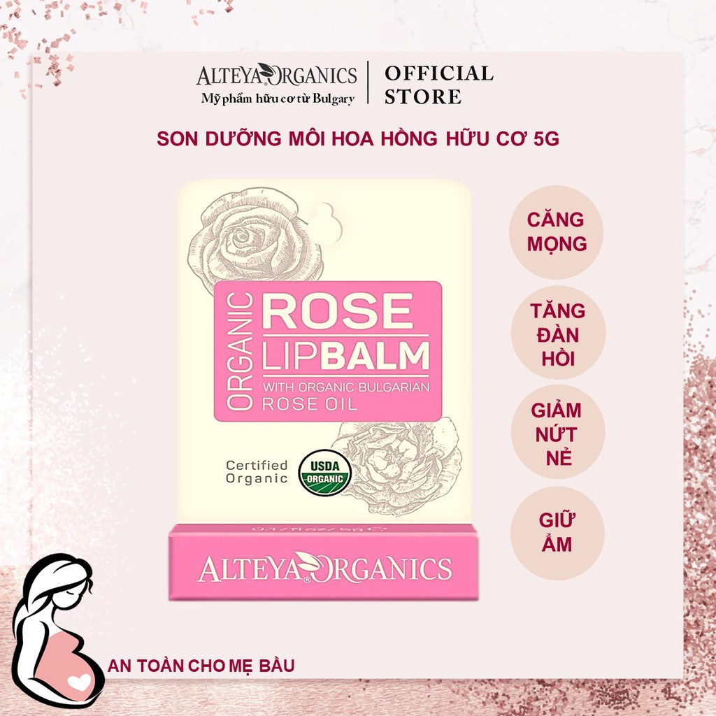 Son Dưỡng Môi Hoa Hồng Hữu Cơ Alteya Organics Rose Lip Balm, 5g