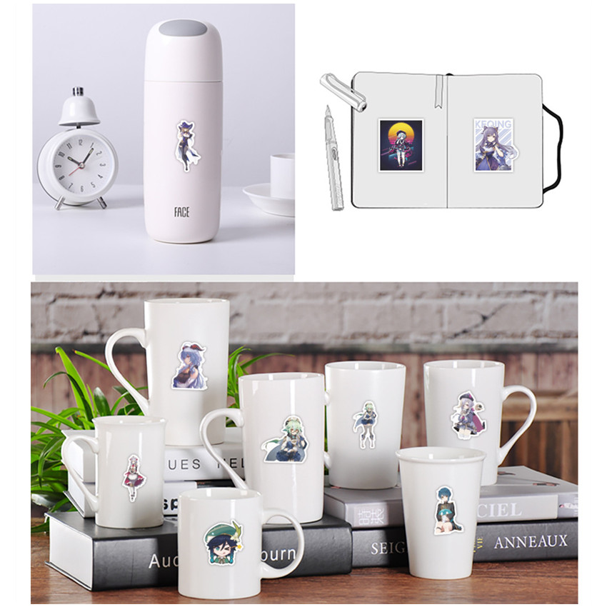 Set 100 miếng dán trang trí decal thiết kế game Genshin Impact hoạt hình phiên bản B cho hành lý máy tính xách tay DIY