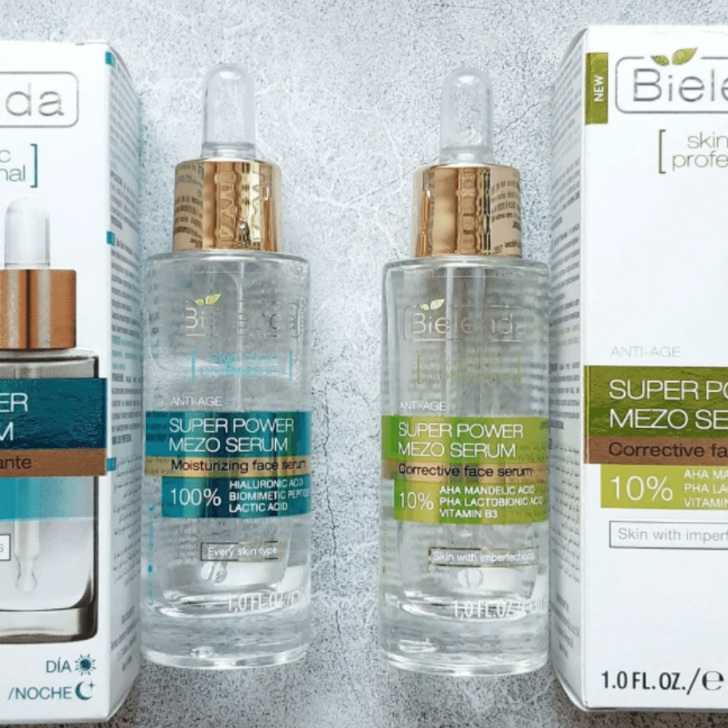 Serum bielenda super power mezo moisturizing xanh dương cấp nước, dưỡng ẩm, correcting xanh lá căng bóng, mờ thâm